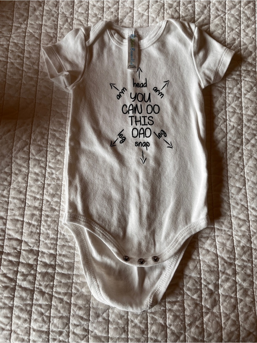 White Baby One-Piece Bodysuit - 'You Can Do This Dad' 6m